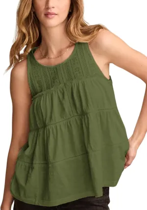 Esmeling Women Summer Tank Tops Sleeveless Lace Ruffle Tiered Tunic Shirts Flowy Swing Babydoll Tops