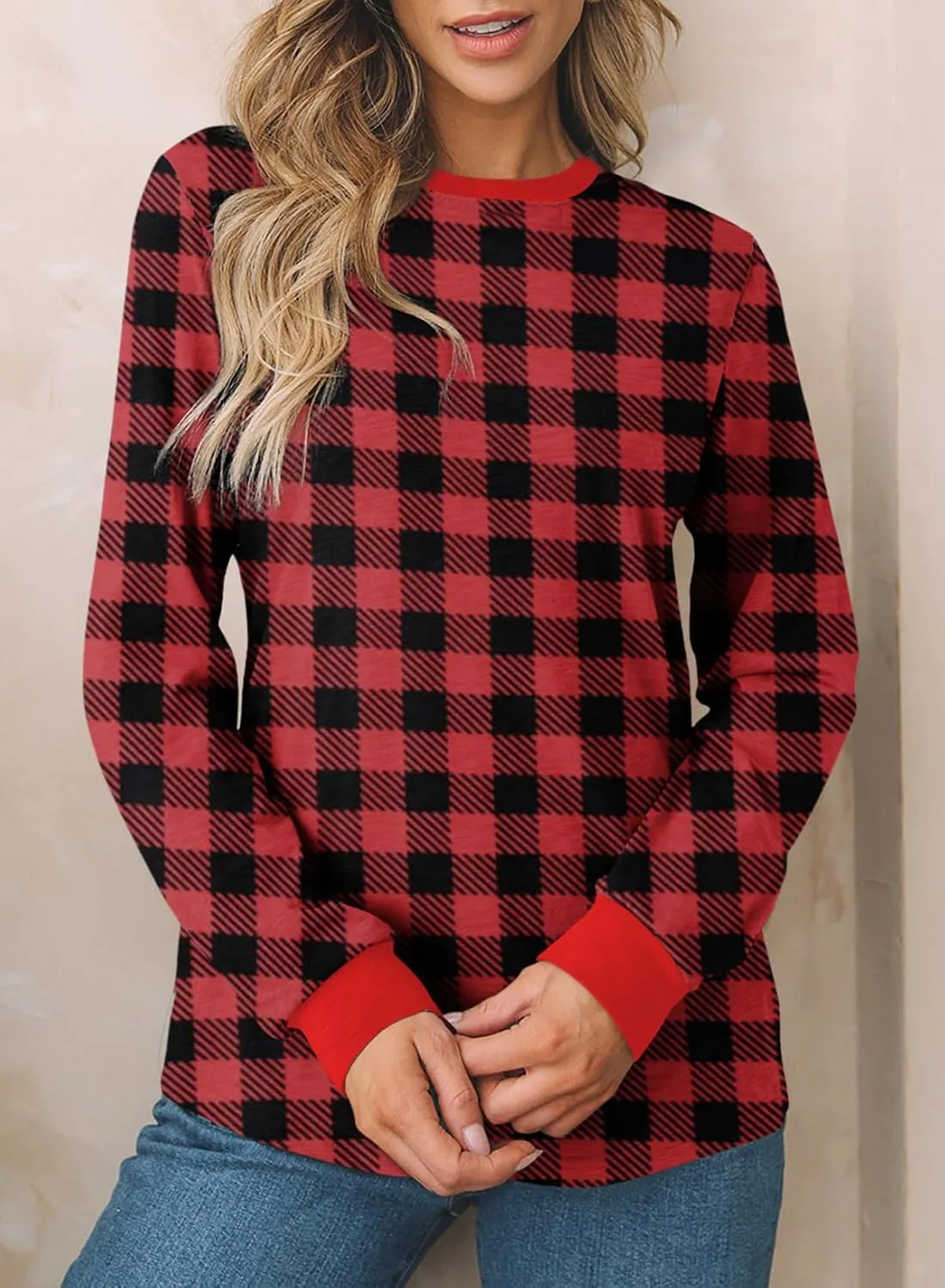 EVALESS Womens Crewneck Long Sleeve Tops Casual Polka Dots Tops Spring Summer 2025 Tshirts Shirts