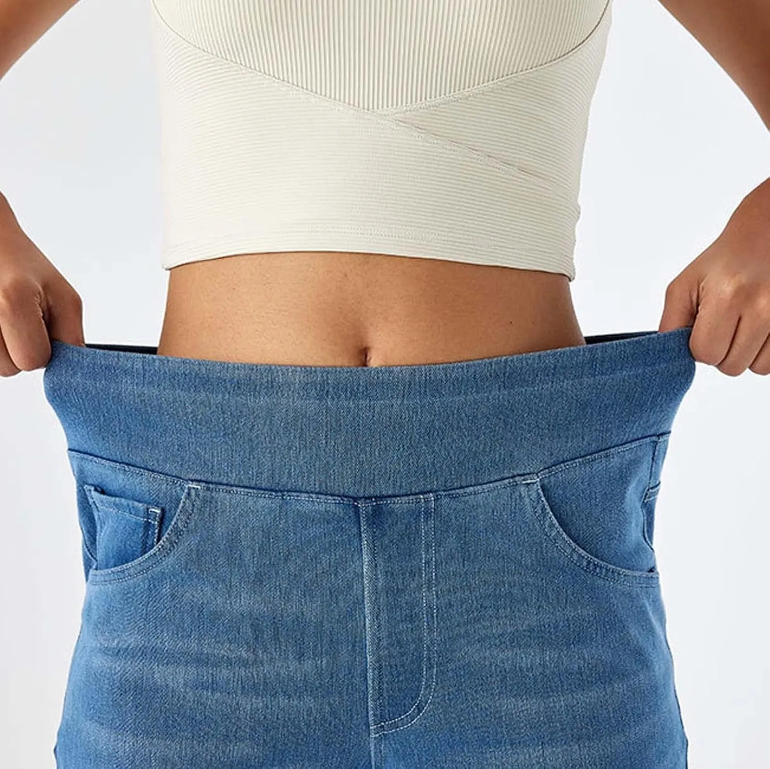 fanmpghleoo Elastic Waist Jeans for Women Trendy Wide Leg Jeans Woman Boyfriend Y2k Baggy Jeans High Waisted Trouser Jeans