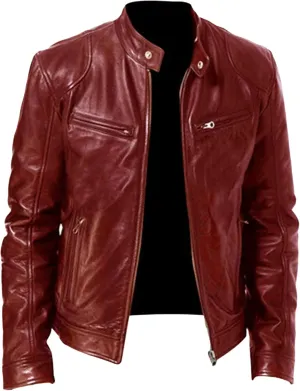 Faux Leather Jacket for Men Vintage Stand Collar Motorcycle PU Jackets Fall Winter Moto Biker Bomber Outwear Coats