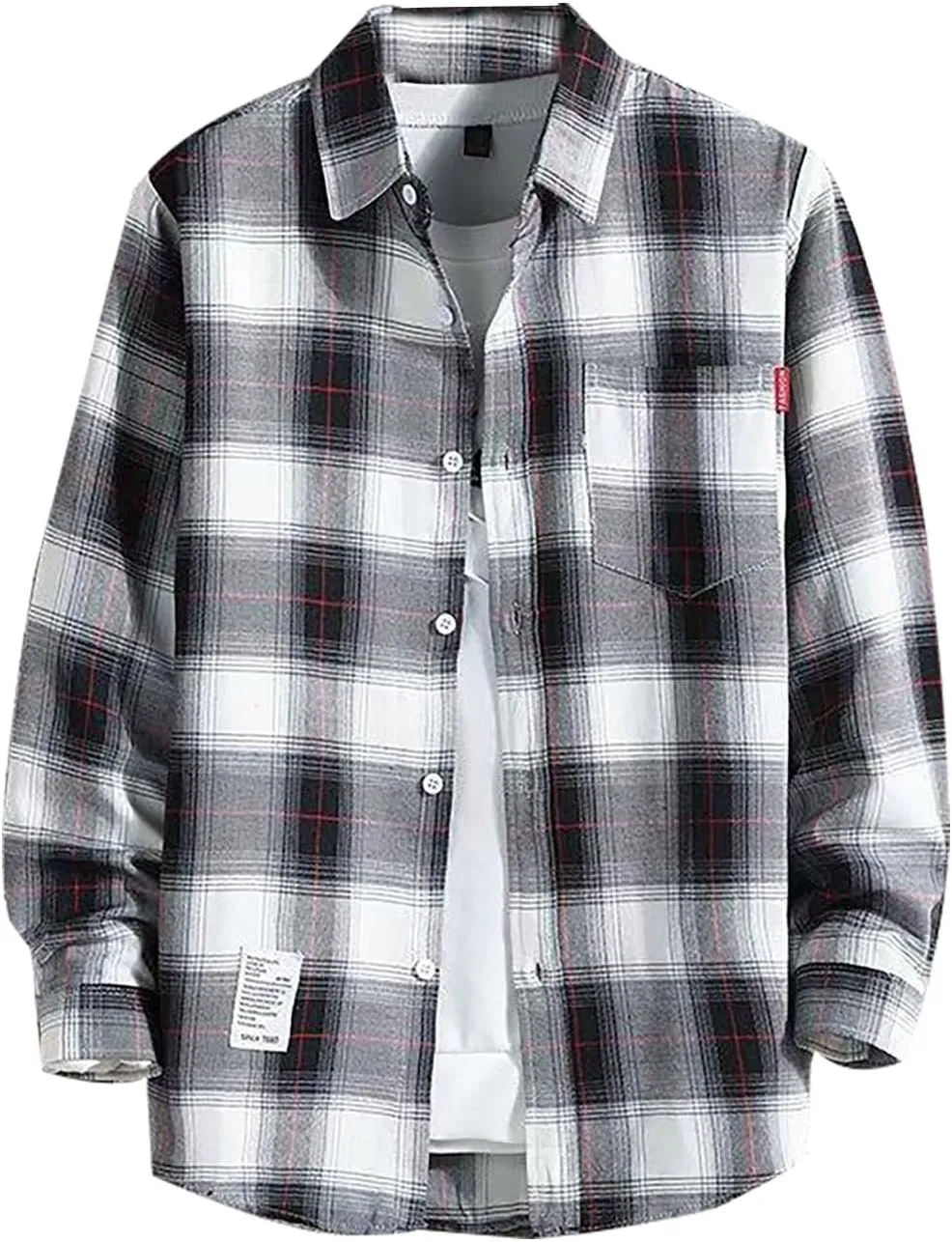 Flannel Shirts for Men Buttons Regular Fit Plaid Mens Long Sleeve Shirts Casual Shirts Camp Shirt Loose Workout Tops