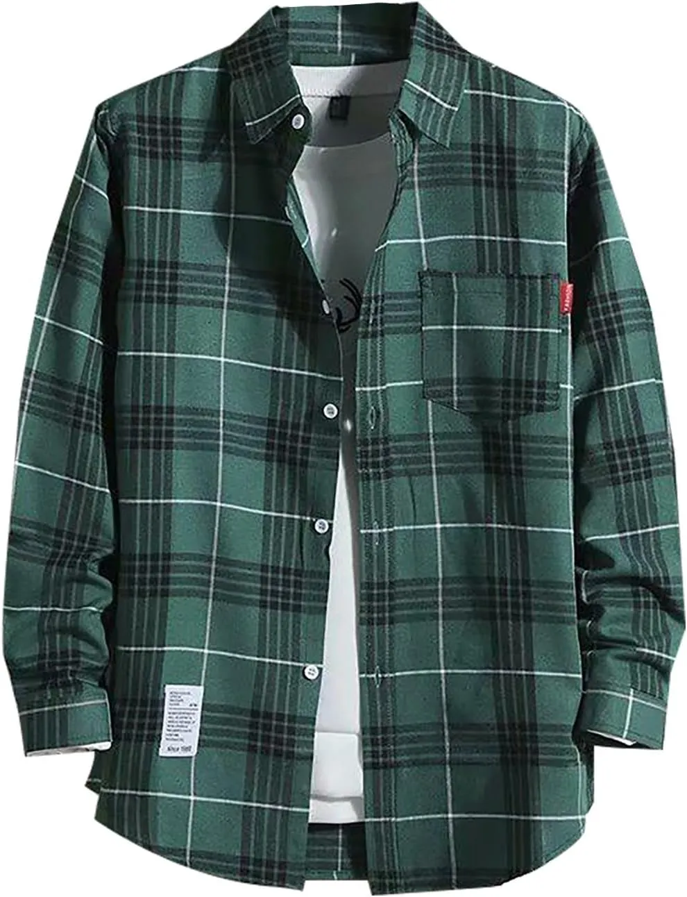 Flannel Shirts for Men Buttons Regular Fit Plaid Mens Long Sleeve Shirts Casual Shirts Camp Shirt Loose Workout Tops