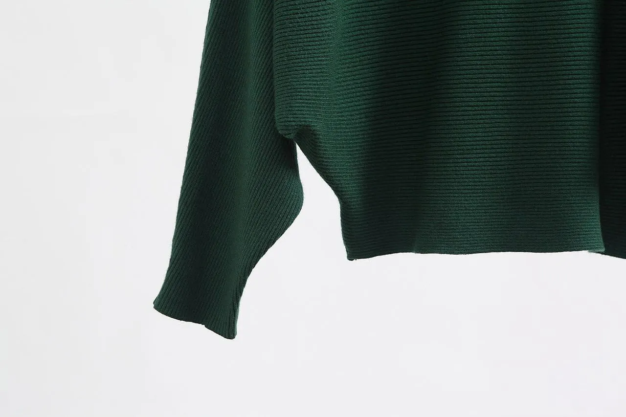 GABERLY Boat Neck Batwing Sleeves Dolman Knitted Sweaters and Pullovers Tops for Women