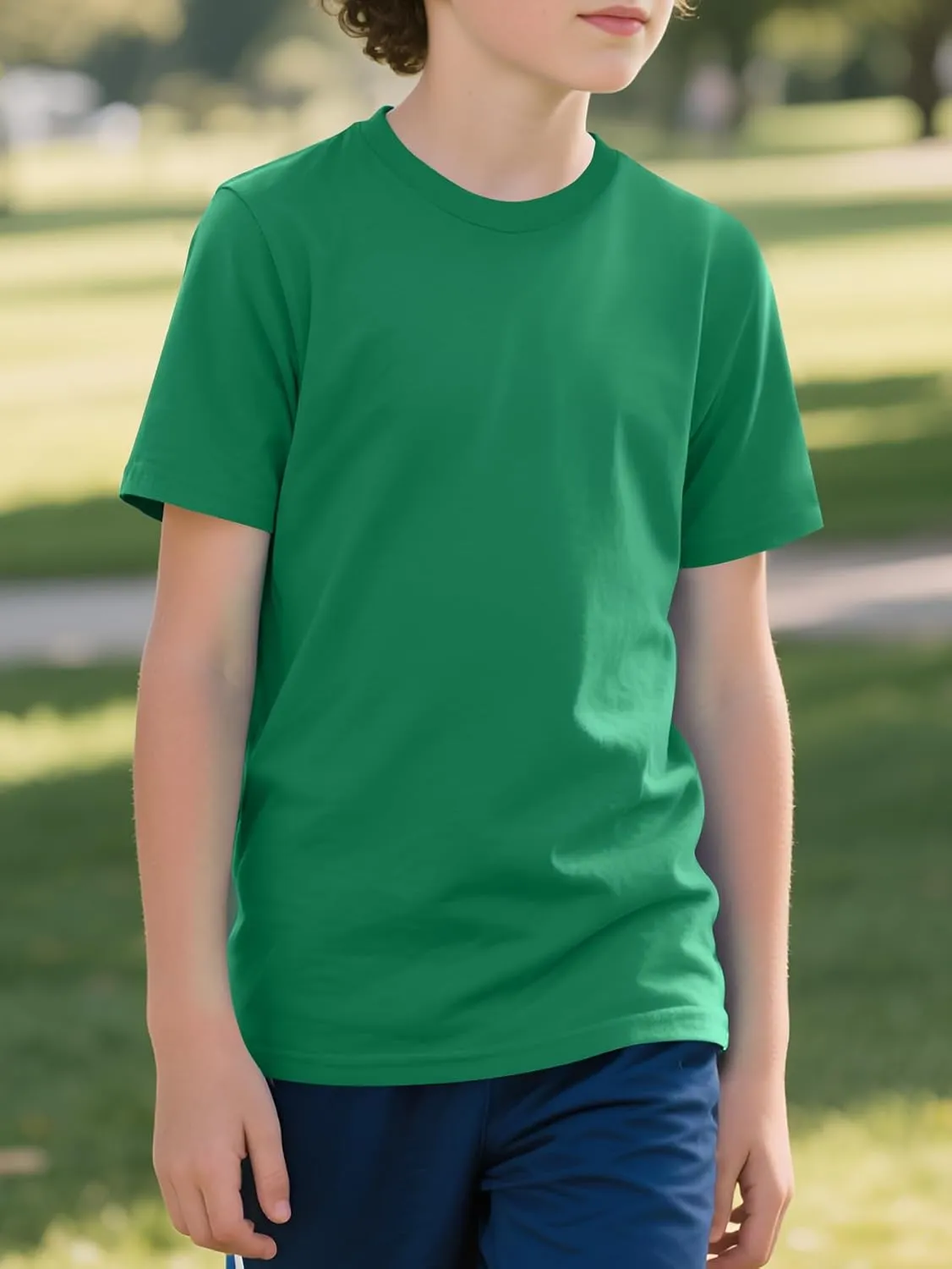 Gihuo 4 Pack Boys Shirts Cotton Short Sleeve Shirts Soft Summer Tops for Kids Boys Basic Tees T-Shirts