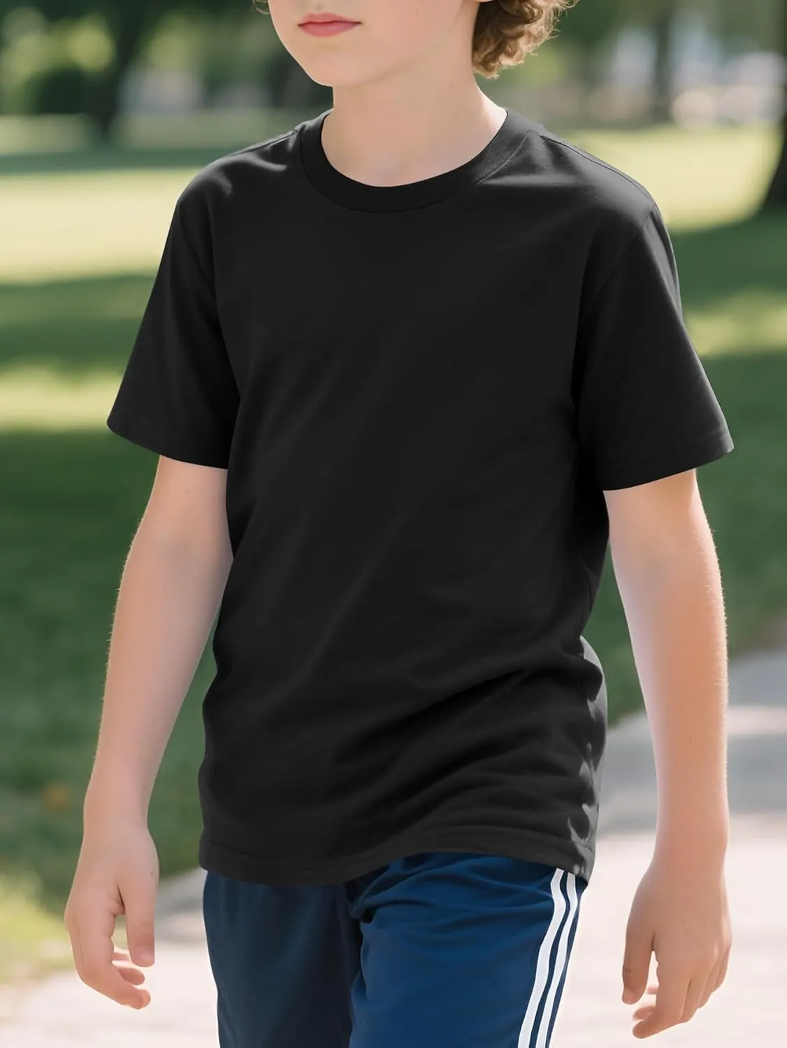 Gihuo 4 Pack Boys Shirts Cotton Short Sleeve Shirts Soft Summer Tops for Kids Boys Basic Tees T-Shirts