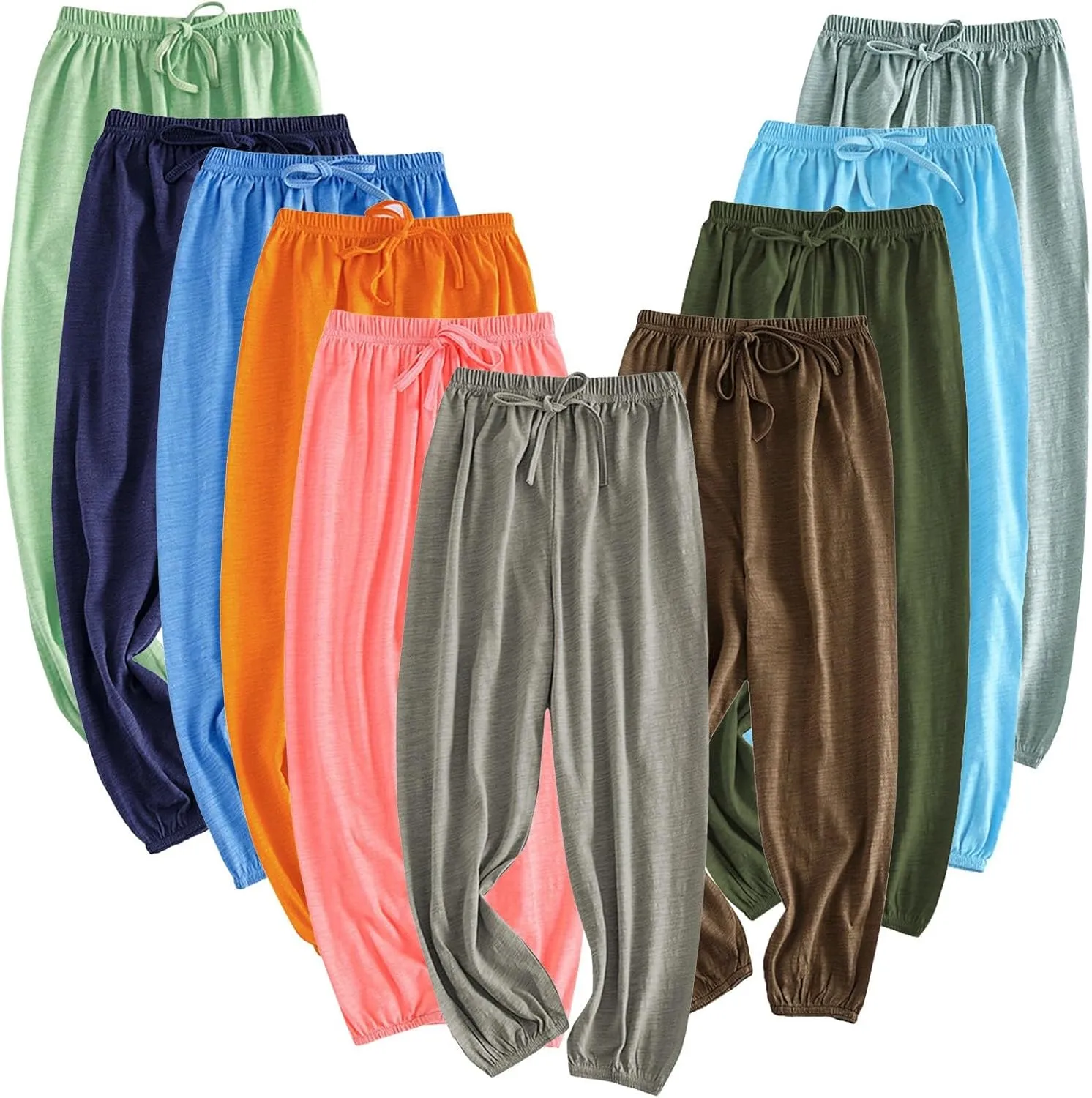 Girls Boys Casual Joggers Pants Toddler Soft Solid Elastic Waisted Baggy Long Pants Sports Dance Home Bottoms for Kids