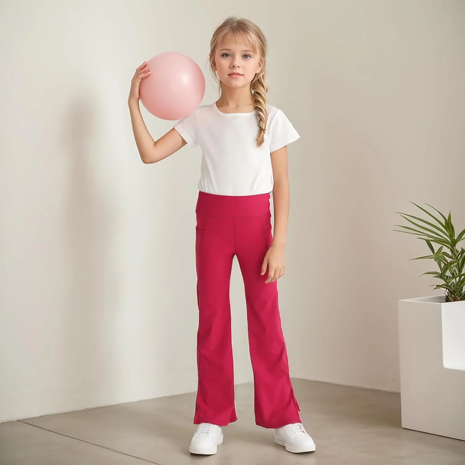 Girls Flare Legging Pants High Waist Bootcut Yoga Pants Kids Dance Bell Bottoms