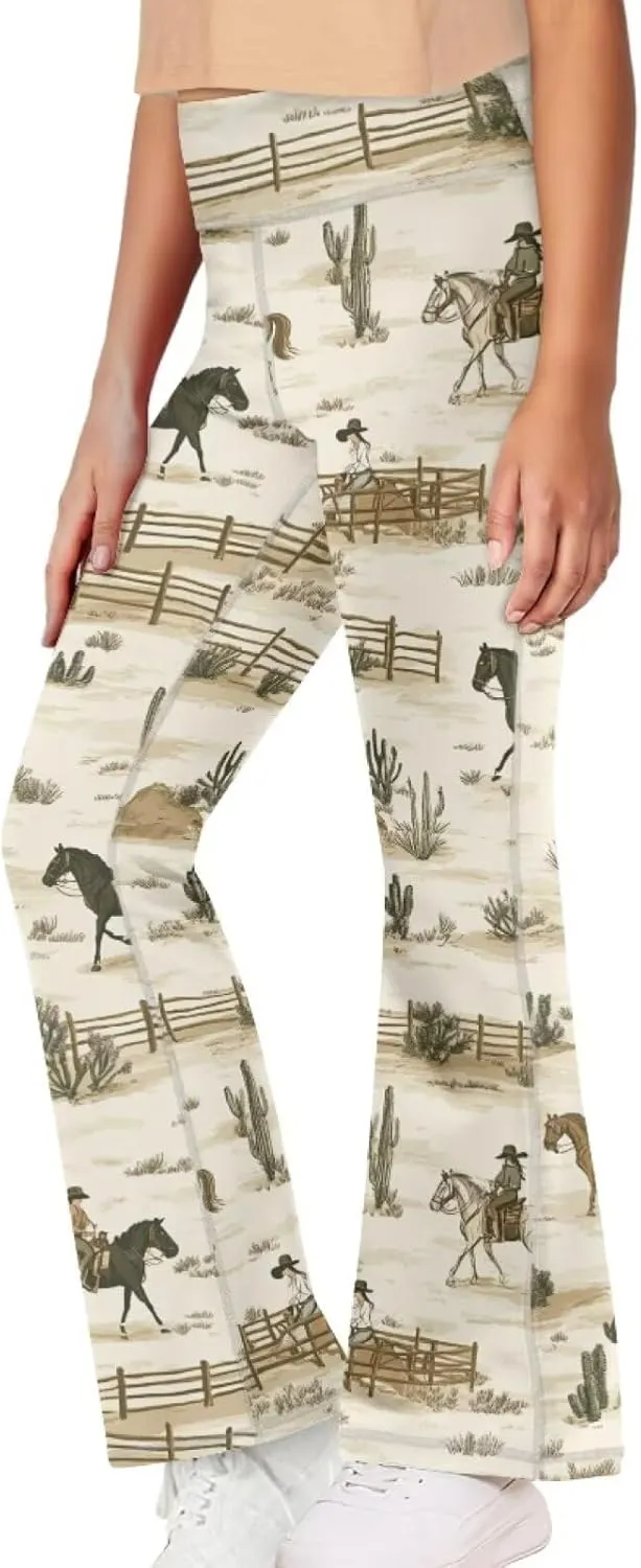 Girls Yoga Pants Size 5-14 Cute Flare Leggings for Girls Bell Bottoms