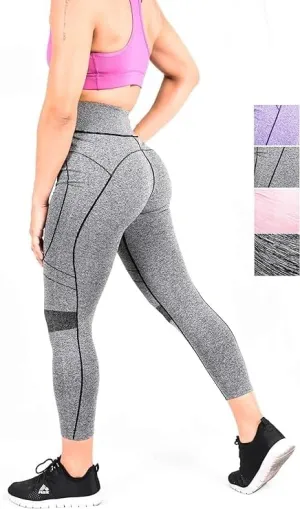 Girls Yoga Pants Tummy Control High Waist Leggings Everyday Use Machine Wash 4 Way Stretch for Exercise Workout Running Grey