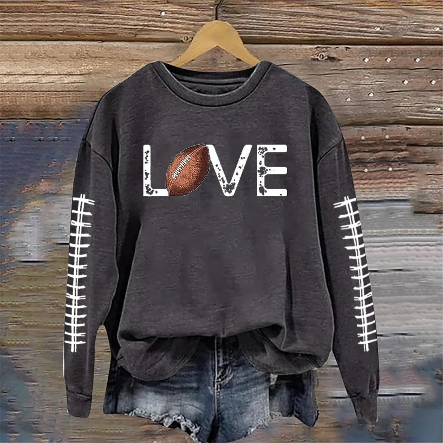 GOFULY Football Sweatshirts For Women Lightweight Game Day Shirts Long Sleeve Fall Sweatshirts 2024 Crewneck Outfits Tops