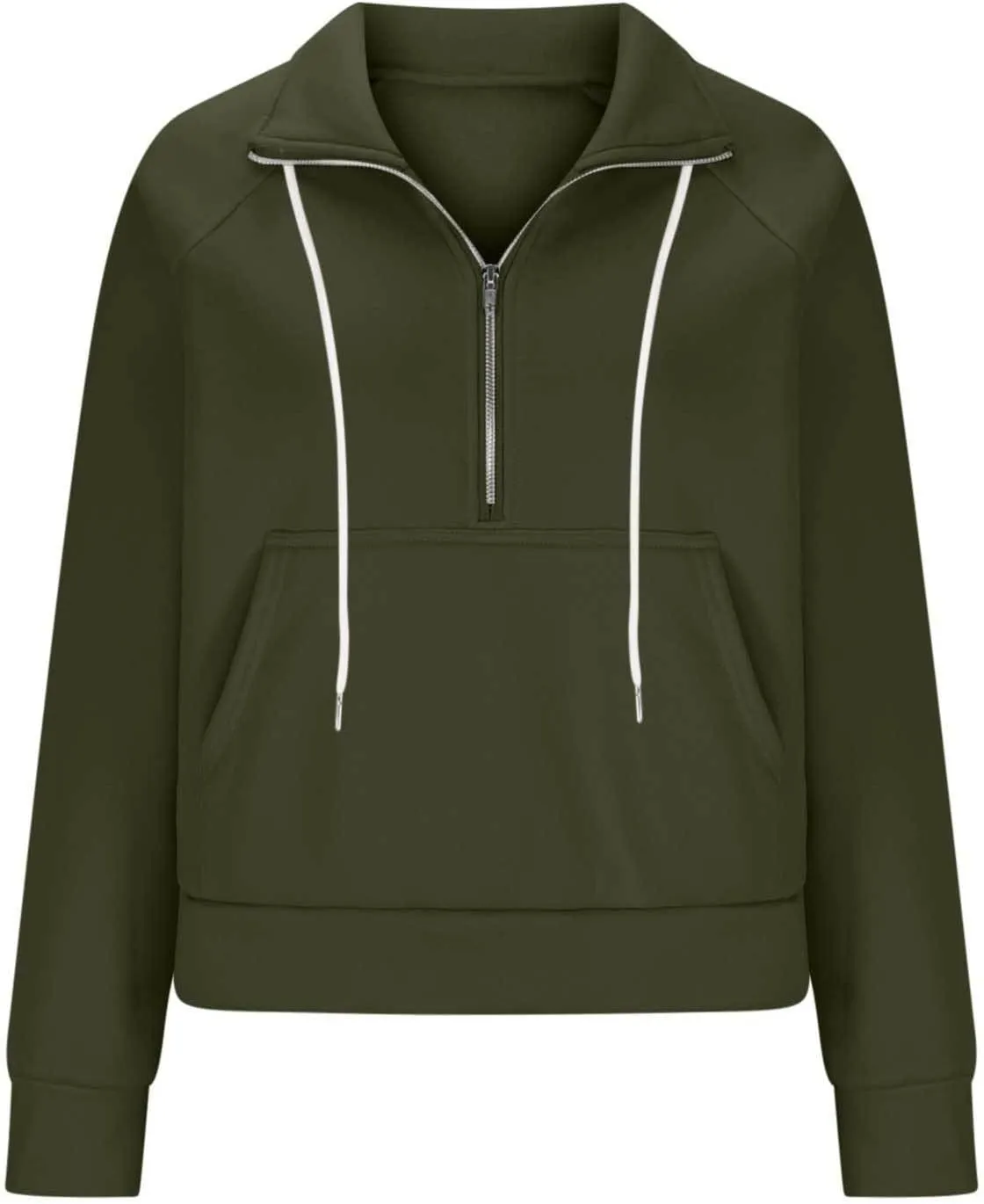 Half Zip Fleece Pullover Sweatshirts Women Fall Crop Sweatshirts No Hood Preppy Sweatshirt Wrap Sweaters with Pockets