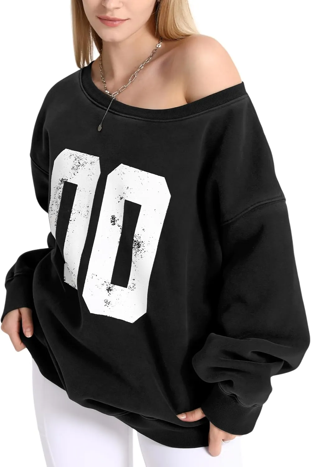 Hatant Off the Shoulder Sweatshirts Womens Graphic Hoodies Jersey Sweatshirts Off Shoulder Sweat Pullover Hoodies for Women