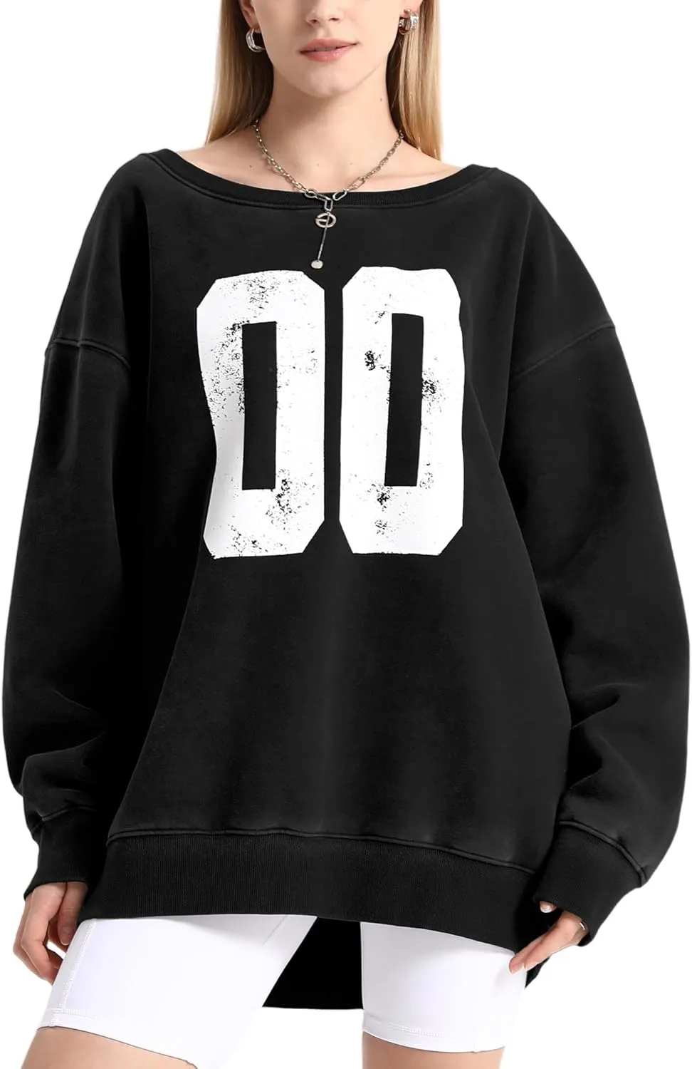 Hatant Off the Shoulder Sweatshirts Womens Graphic Hoodies Jersey Sweatshirts Off Shoulder Sweat Pullover Hoodies for Women