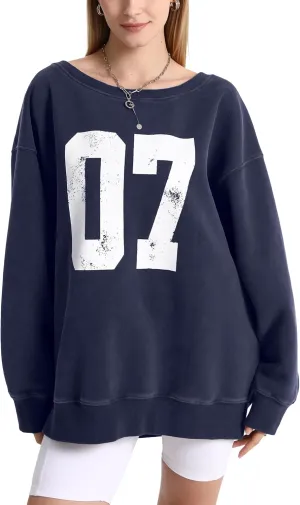 Hatant Off the Shoulder Sweatshirts Womens Graphic Hoodies Jersey Sweatshirts Off Shoulder Sweat Pullover Hoodies for Women
