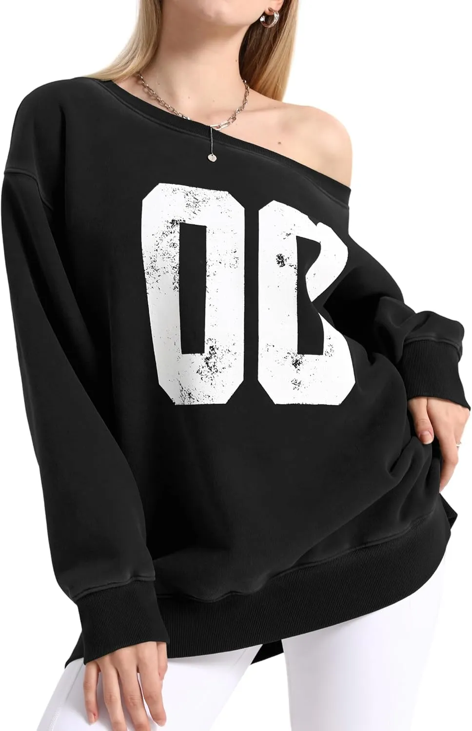 Hatant Off the Shoulder Sweatshirts Womens Graphic Hoodies Jersey Sweatshirts Off Shoulder Sweat Pullover Hoodies for Women