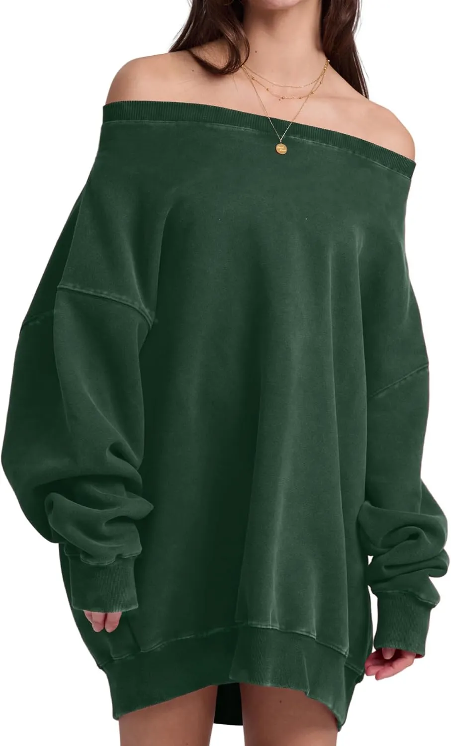 Hatant Womens Off the Shoulder Oversized Sweatshirts One Shoulder Sweatshirts for Women Fashion Hoodies Pullover Sweater Tops