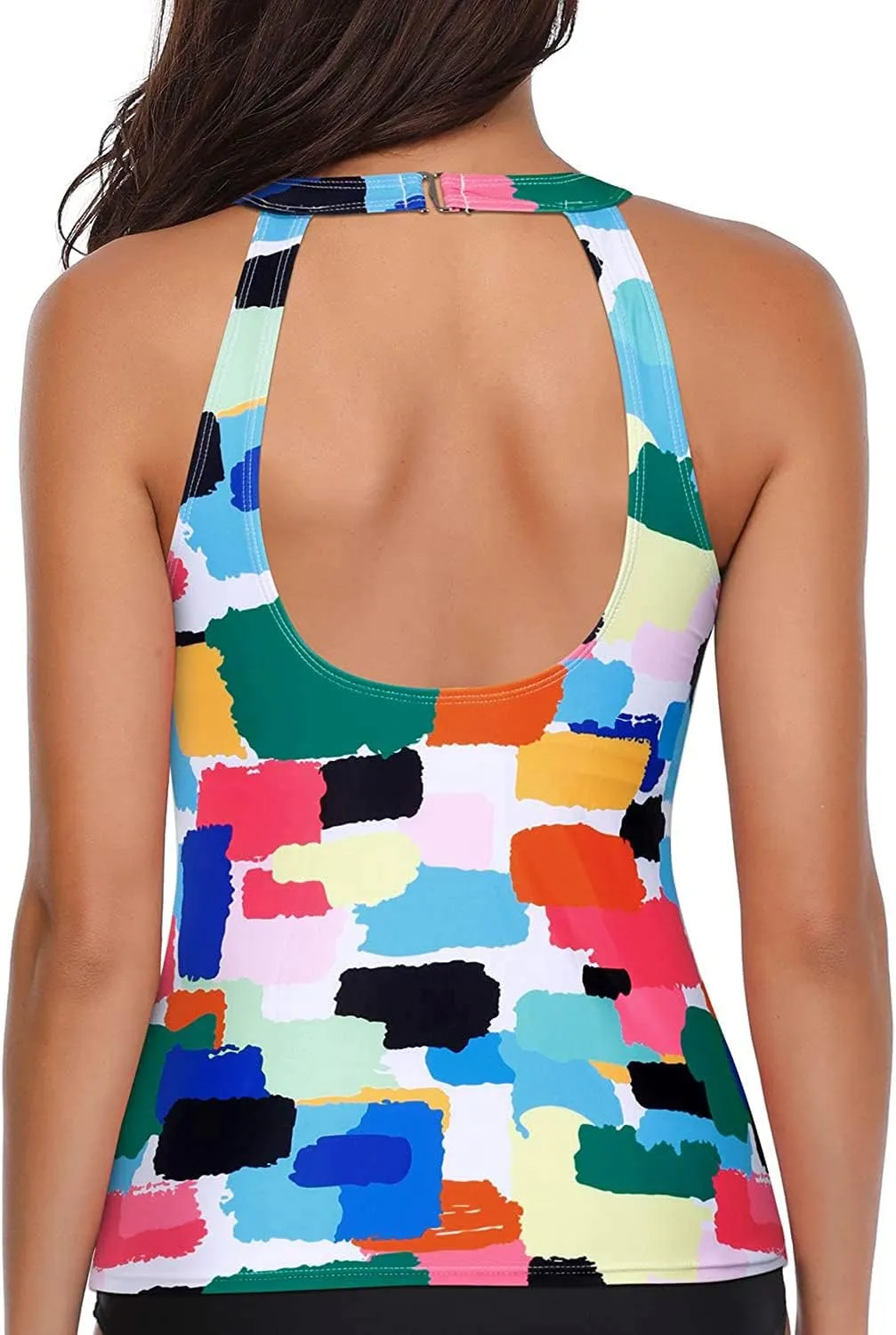 Holipick High Neck Tankini Top Bathing Suit Tops for Women Tummy Control Tank Tops Swimsuits