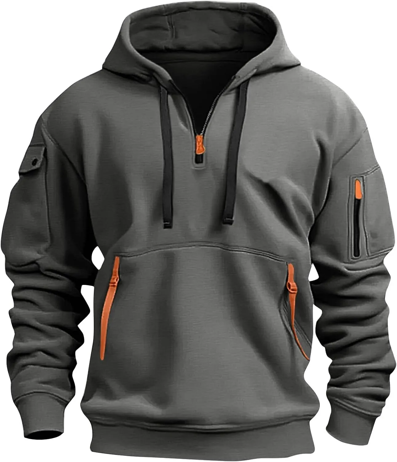 Hoodies for Men Casual Pullover Sports with Zipper Drawstring Fall Tops Winter Men'S Fashion Hoodies & Sweatshirts