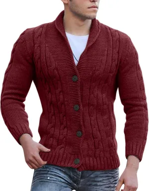 Hoodies for Men, Men's Cardigan Sweaters Full Zip Up Stand Collar Slim Fit Casual Work Thick Knitted Sweater