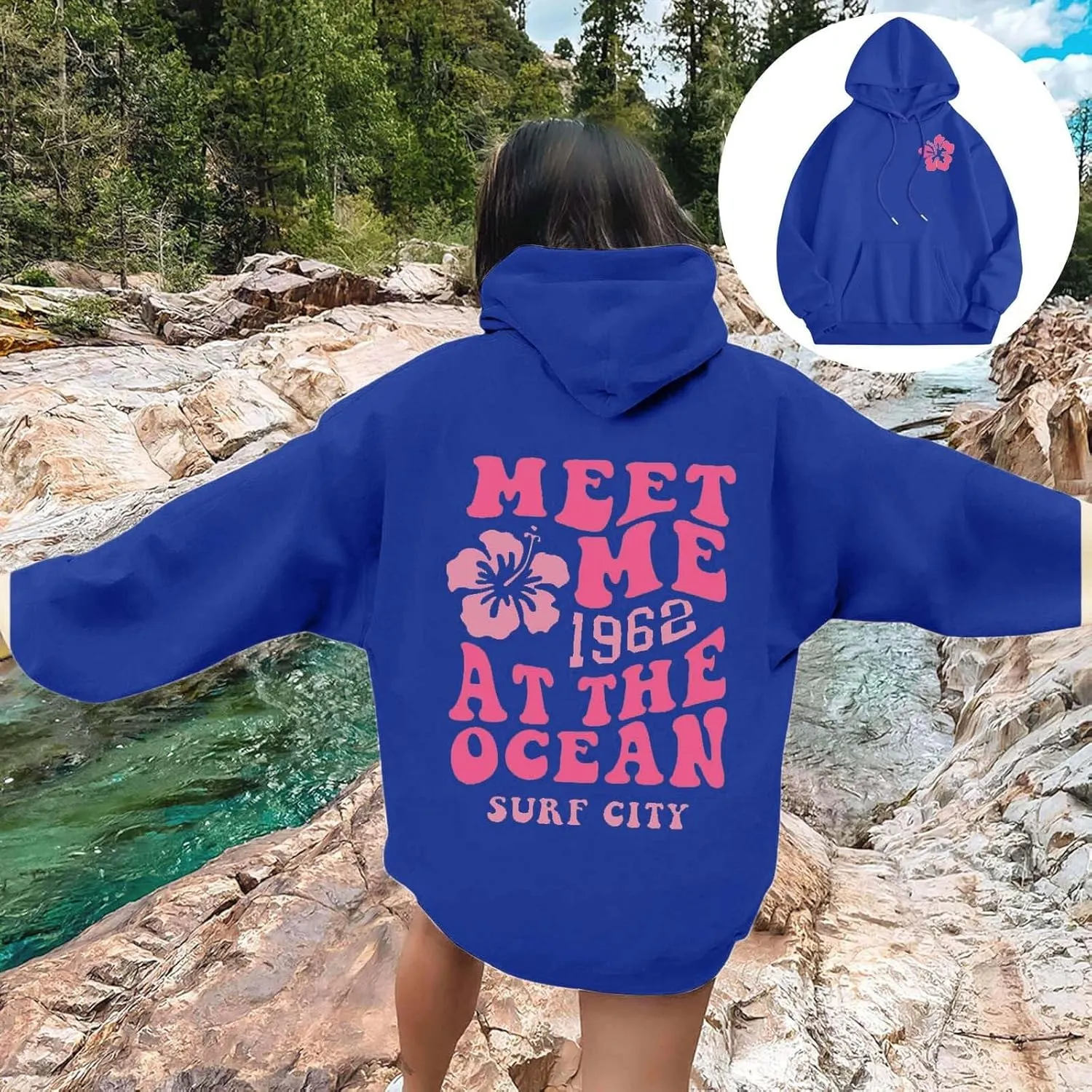 Hoodies for Teen Girls Long Sleeve Letter Preppy Casual Graphic Hoodies Drawstring Pullover Cute Oversized Sweatshirts