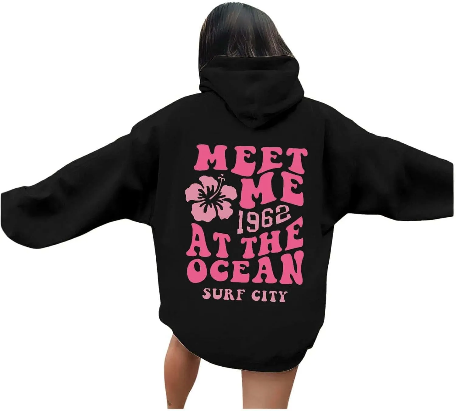 Hoodies for Teen Girls Long Sleeve Letter Preppy Casual Graphic Hoodies Drawstring Pullover Cute Oversized Sweatshirts