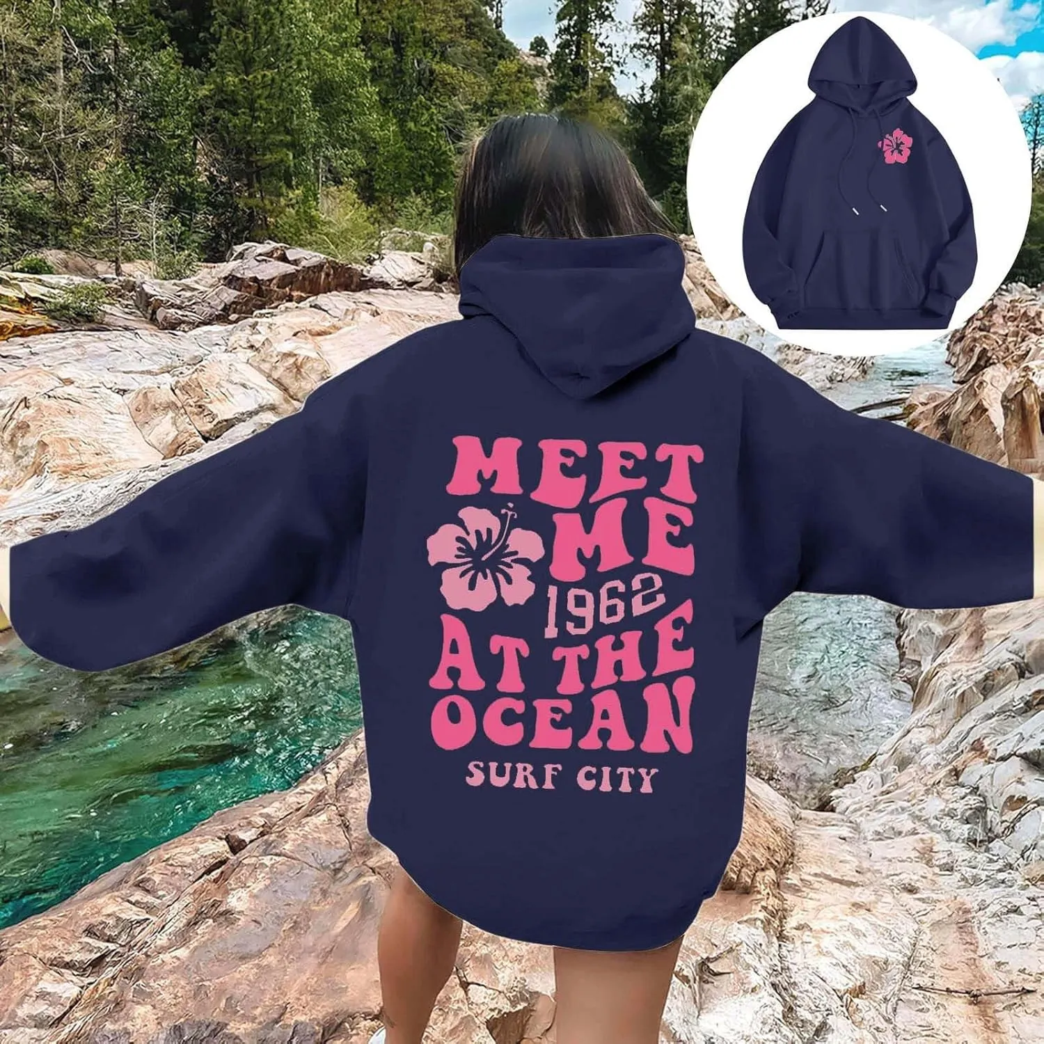 Hoodies for Teen Girls Long Sleeve Letter Preppy Casual Graphic Hoodies Drawstring Pullover Cute Oversized Sweatshirts