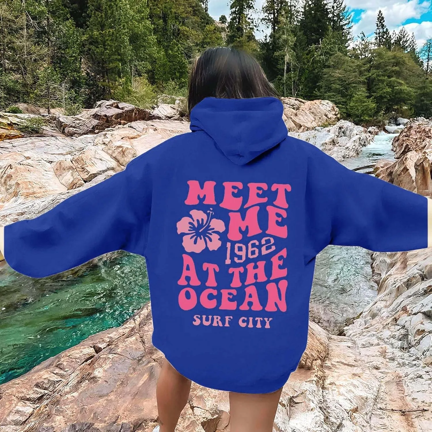 Hoodies for Teen Girls Long Sleeve Letter Preppy Casual Graphic Hoodies Drawstring Pullover Cute Oversized Sweatshirts