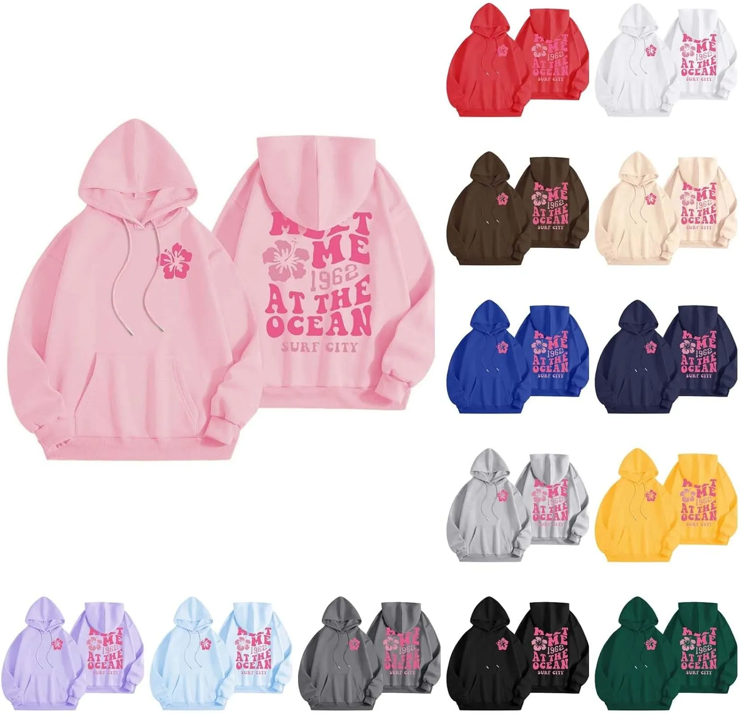 Hoodies for Teen Girls Long Sleeve Letter Preppy Casual Graphic Hoodies Drawstring Pullover Cute Oversized Sweatshirts