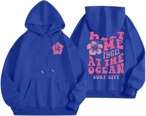 Hoodies for Teen Girls Long Sleeve Letter Preppy Casual Graphic Hoodies Drawstring Pullover Cute Oversized Sweatshirts