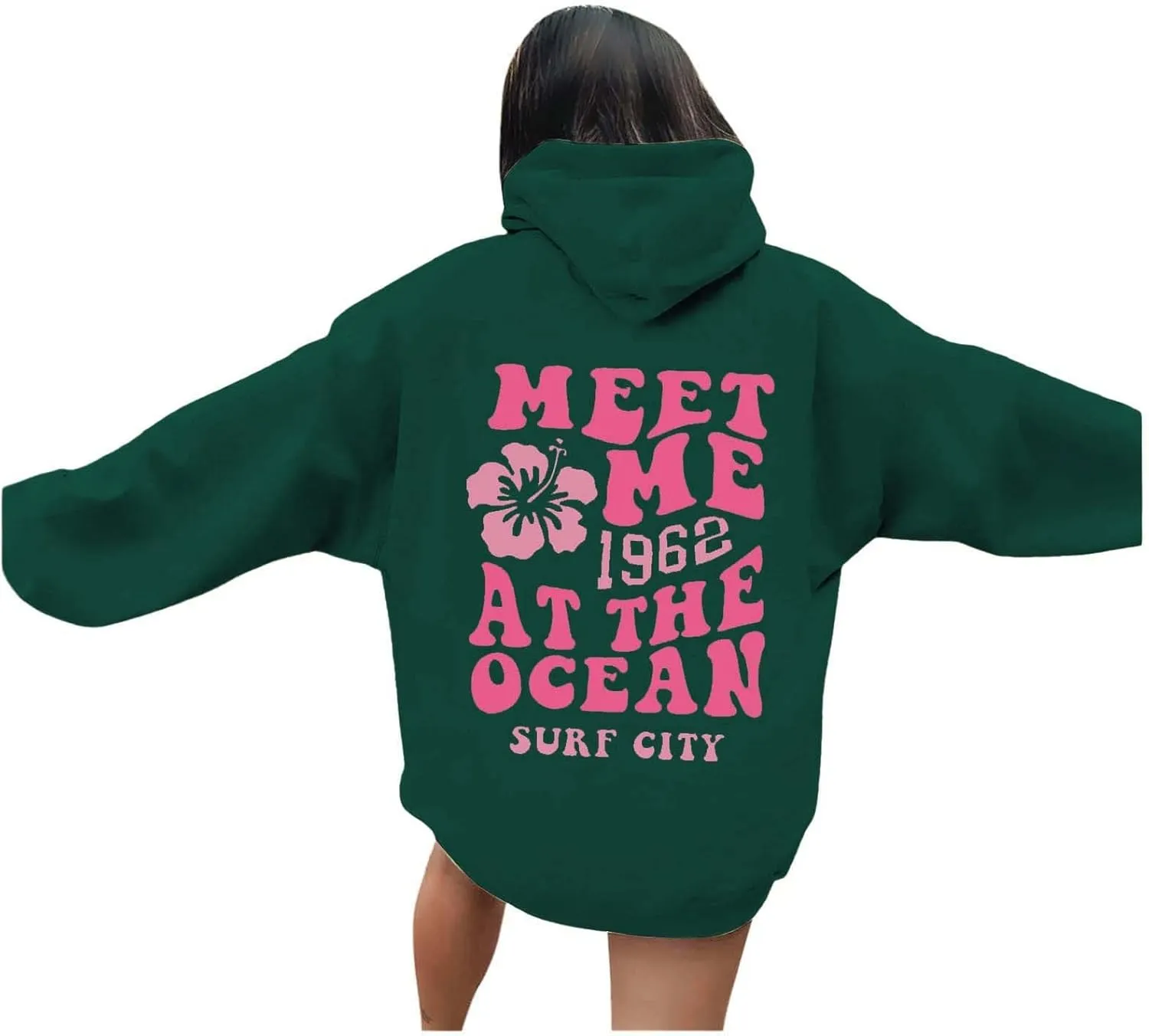 Hoodies for Teen Girls Long Sleeve Letter Preppy Casual Graphic Hoodies Drawstring Pullover Cute Oversized Sweatshirts