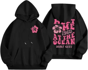 Hoodies for Teen Girls Long Sleeve Letter Preppy Casual Graphic Hoodies Drawstring Pullover Cute Oversized Sweatshirts