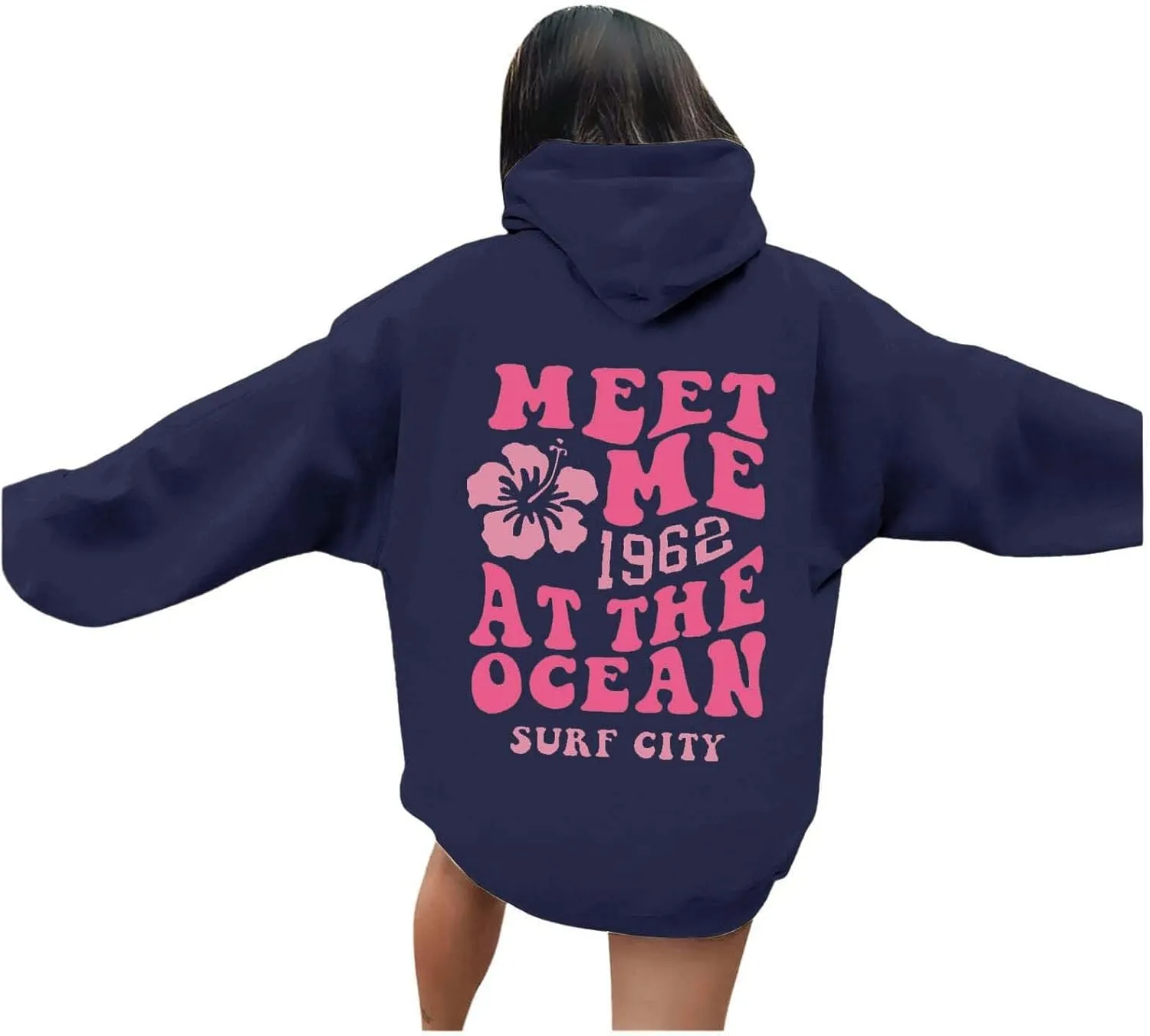 Hoodies for Teen Girls Long Sleeve Letter Preppy Casual Graphic Hoodies Drawstring Pullover Cute Oversized Sweatshirts