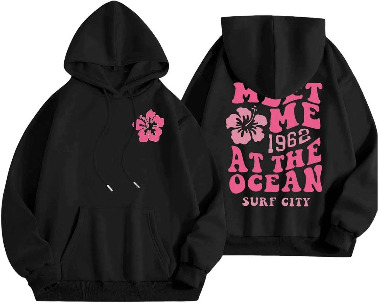 Hoodies for Teen Girls Long Sleeve Letter Preppy Casual Graphic Hoodies Drawstring Pullover Cute Oversized Sweatshirts