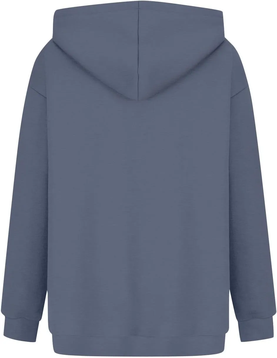 Hoodies for Women Fall Fashion 2024 Long Sleeve Outfits Tops Oversized Hoodies Solid Sweatshirt with Pocket