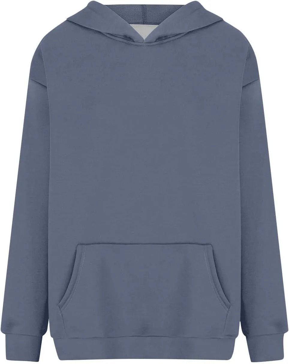 Hoodies for Women Fall Fashion 2024 Long Sleeve Outfits Tops Oversized Hoodies Solid Sweatshirt with Pocket