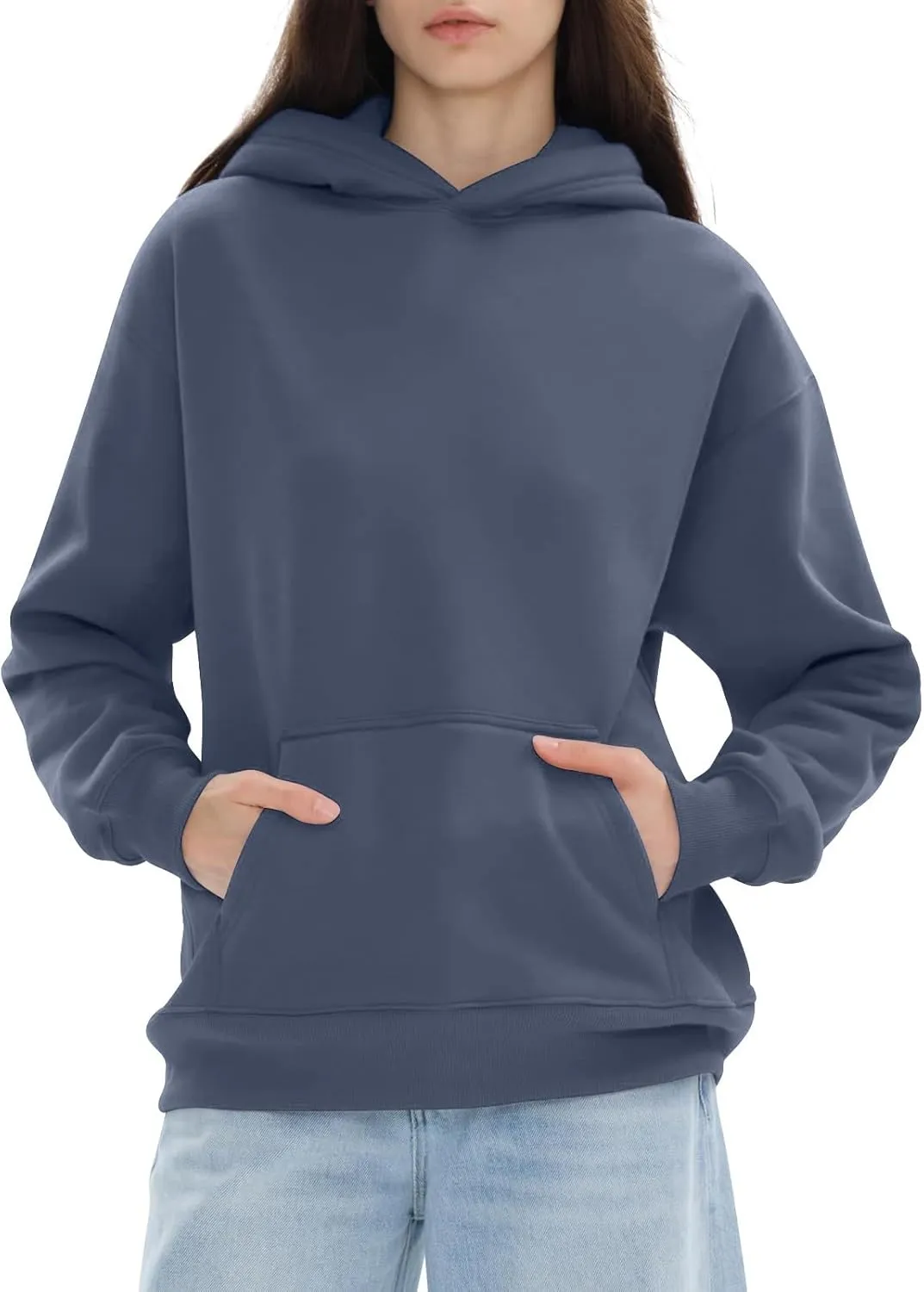 Hoodies for Women Fall Fashion 2024 Long Sleeve Outfits Tops Oversized Hoodies Solid Sweatshirt with Pocket