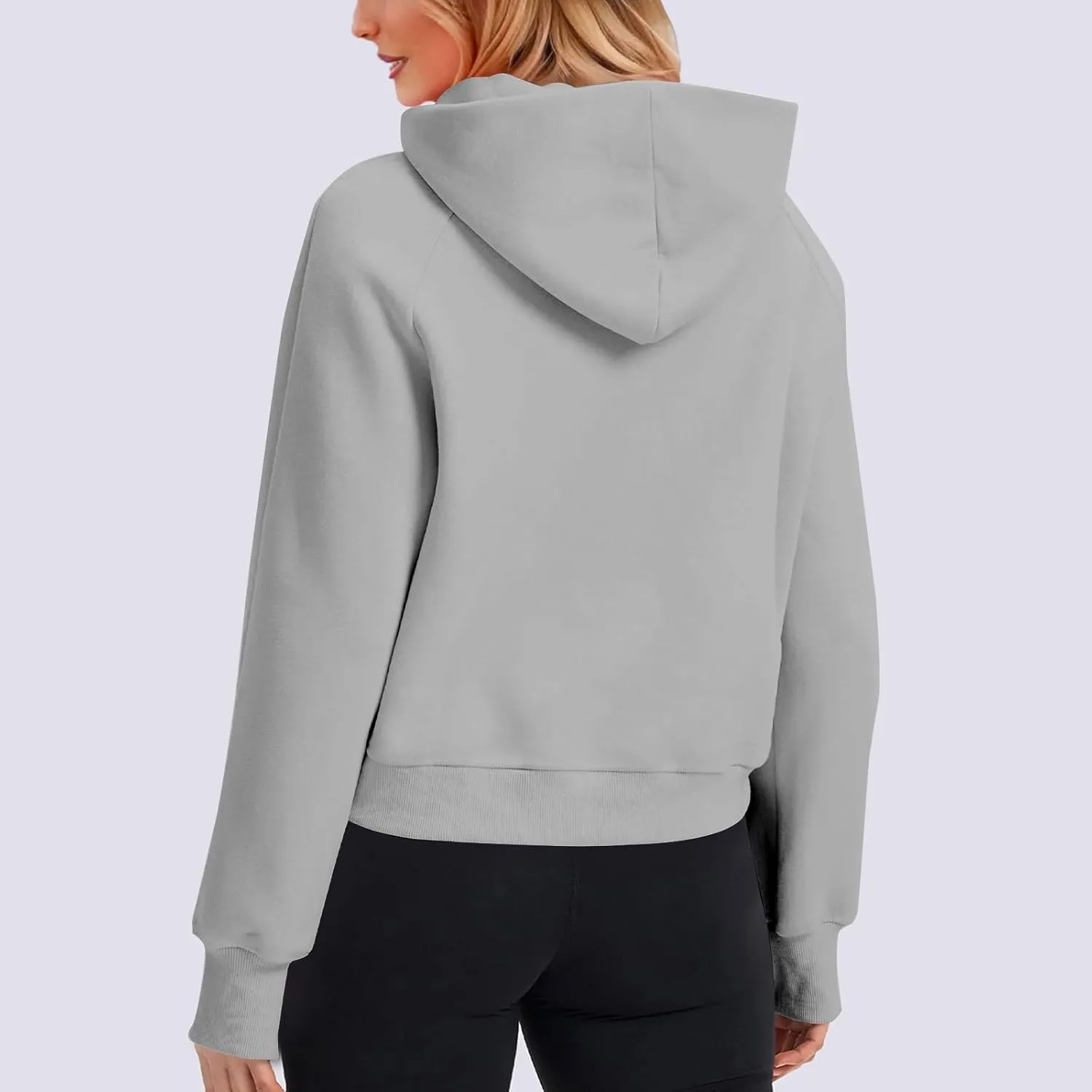 Hoodies for Women Long Sleeve Thumb Hole Sweatshirts Fleece Lined Cropped Loose Fit Hoodies Pullover with Pocket