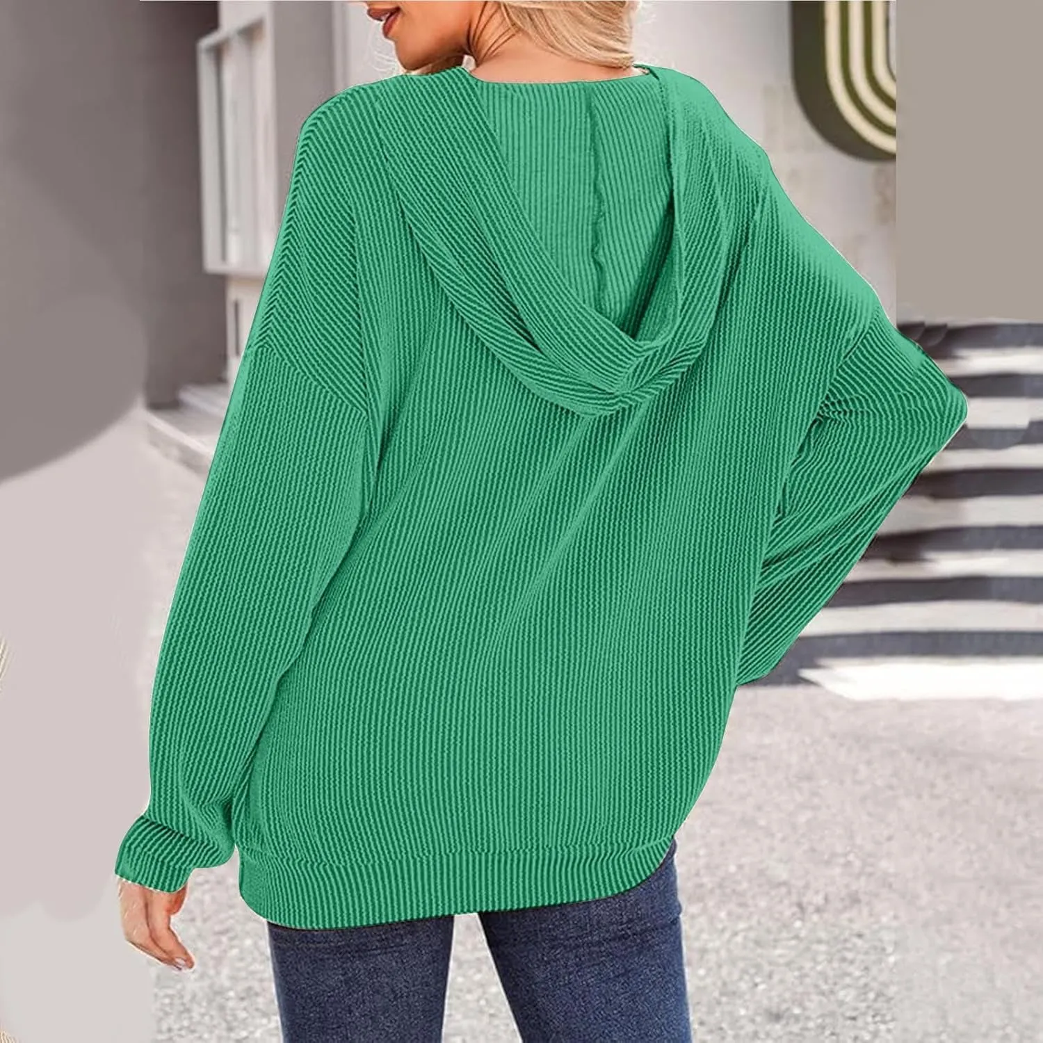 Hoodies for Women Solid Color Fall Fashion Hooded Tops With Pockets Long Sleeves Loose Fit 2024 Casual Pullover Top