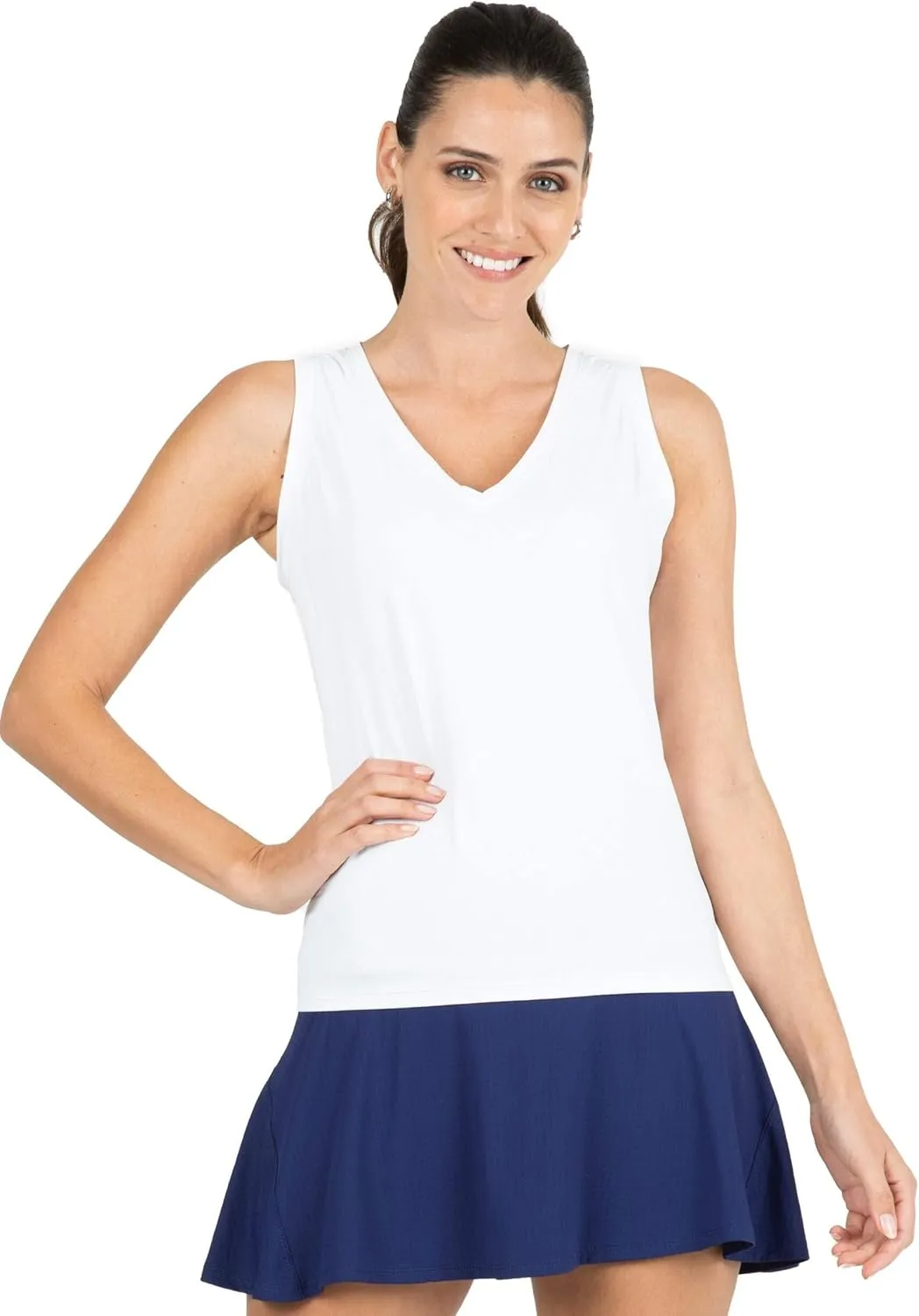 IBKUL Athleisure Wear UPF50  Sun Protective Icefil Cooling Tech Solid Tennis Tank Top - 15000