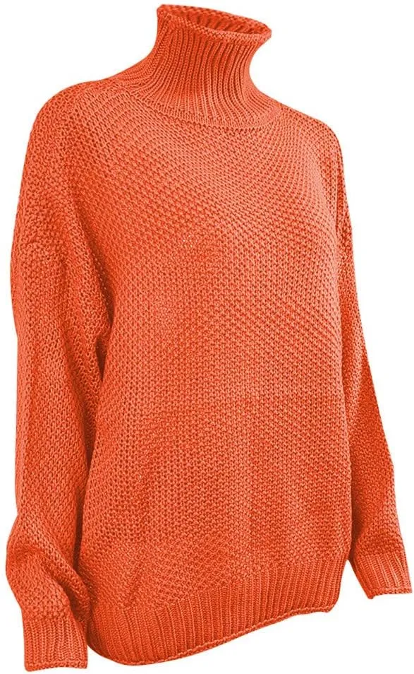 iLH Womens Oversized Sweaters Turtle Neck Solid Color Chunky Pullover Sweaters Fall Winter Cozy Boyfriend Sweaters Loose Fit
