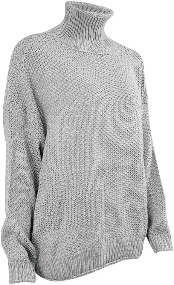 iLH Womens Oversized Sweaters Turtle Neck Solid Color Chunky Pullover Sweaters Fall Winter Cozy Boyfriend Sweaters Loose Fit