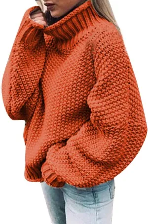 iLH Womens Oversized Sweaters Turtle Neck Solid Color Chunky Pullover Sweaters Fall Winter Cozy Boyfriend Sweaters Loose Fit