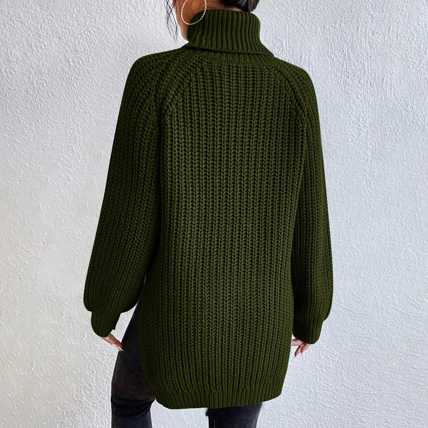 iLH Womens Turtleneck Sweaters Oversized Rib Knit Chunky Pullover Sweaters for Women Fall Winter Thermal Cozy Sweaters