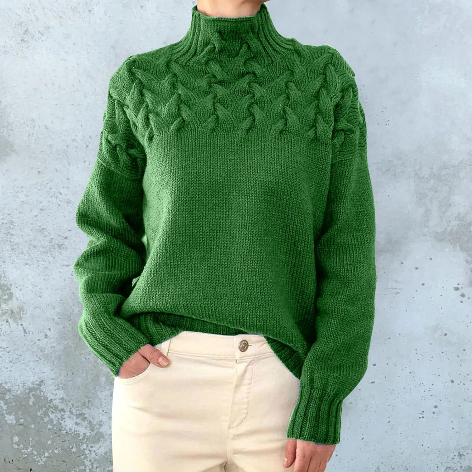 iLH Womens Turtleneck Sweaters Rib Knit Patchwork Chunky Pullover Sweaters for Women Fall Winter Leisure Sweaters Loose