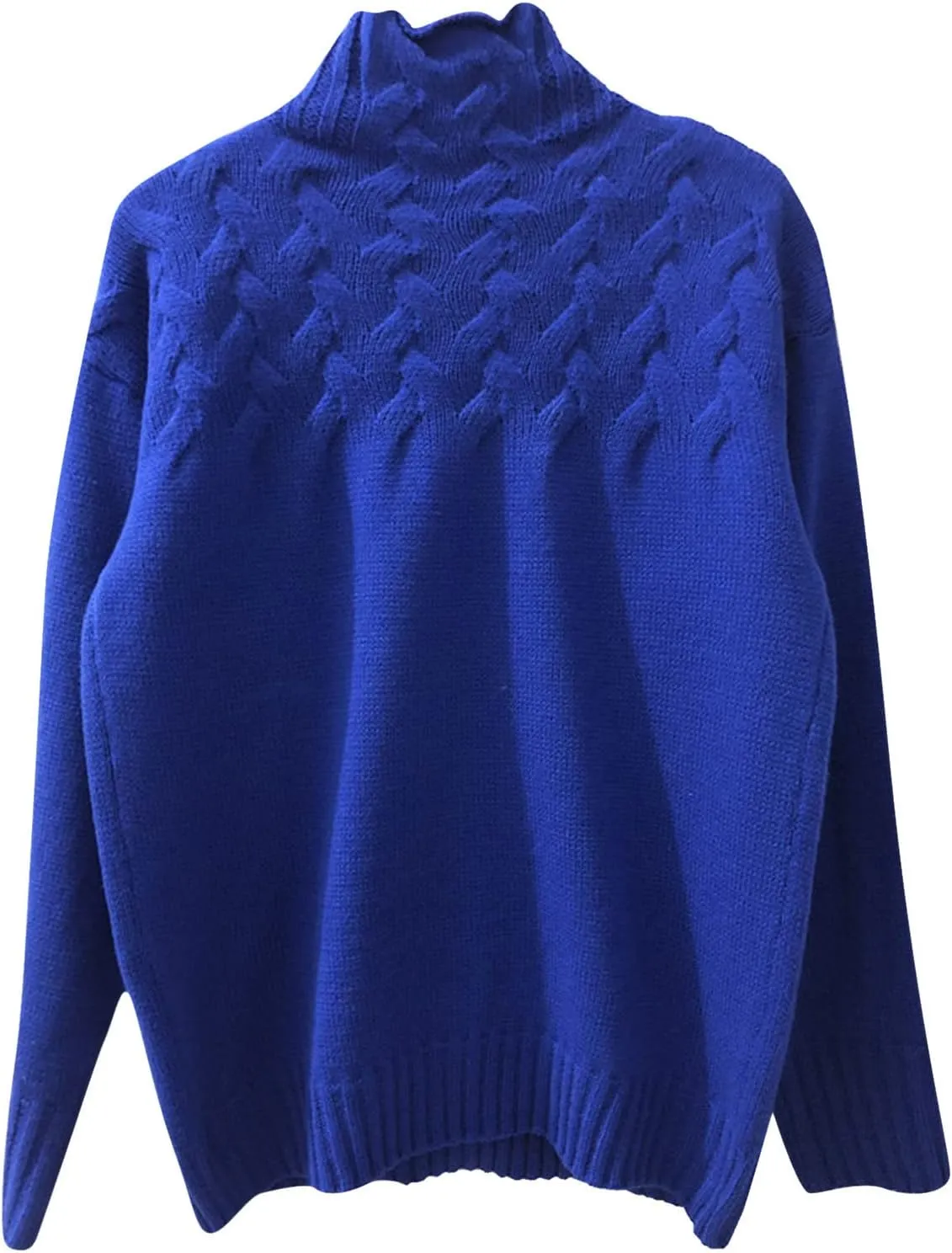 iLH Womens Turtleneck Sweaters Rib Knit Patchwork Chunky Pullover Sweaters for Women Fall Winter Leisure Sweaters Loose