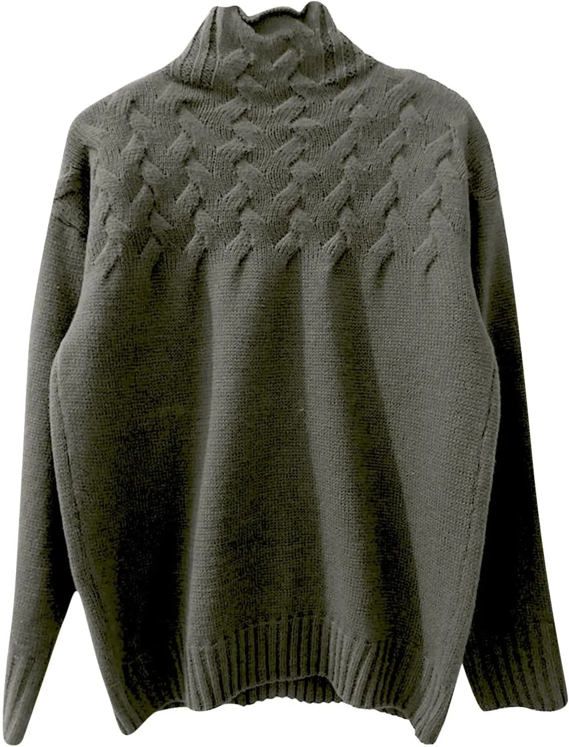 iLH Womens Turtleneck Sweaters Rib Knit Patchwork Chunky Pullover Sweaters for Women Fall Winter Leisure Sweaters Loose