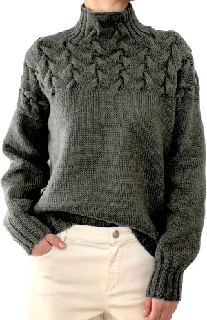 iLH Womens Turtleneck Sweaters Rib Knit Patchwork Chunky Pullover Sweaters for Women Fall Winter Leisure Sweaters Loose
