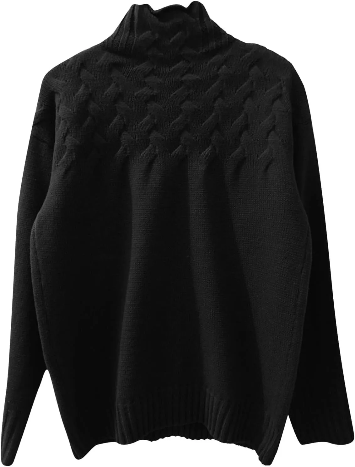 iLH Womens Turtleneck Sweaters Rib Knit Patchwork Chunky Pullover Sweaters for Women Fall Winter Leisure Sweaters Loose