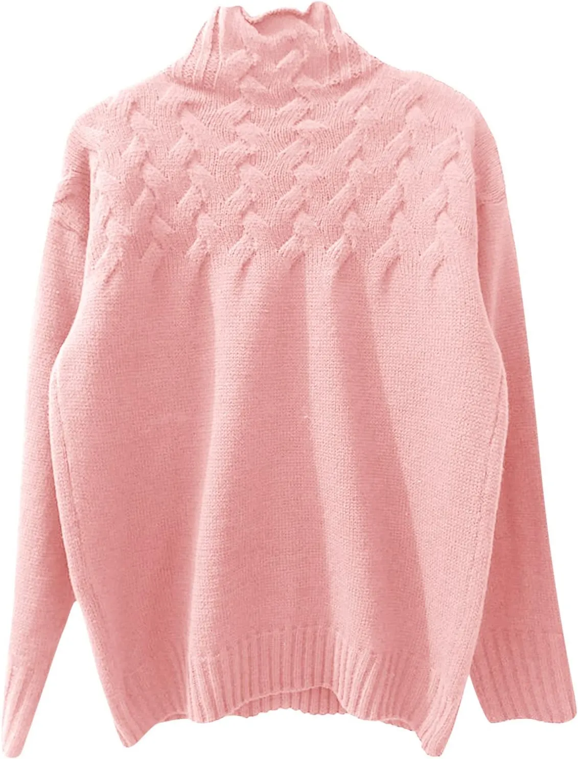 iLH Womens Turtleneck Sweaters Rib Knit Patchwork Chunky Pullover Sweaters for Women Fall Winter Leisure Sweaters Loose