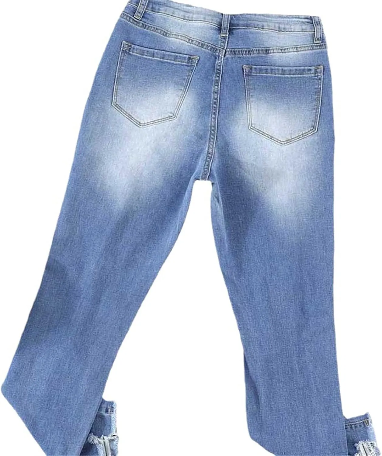 Jeans for Women Women Distressed Hem Washed Boyfriend Jeans Straight Leg Denim Pants on Pants